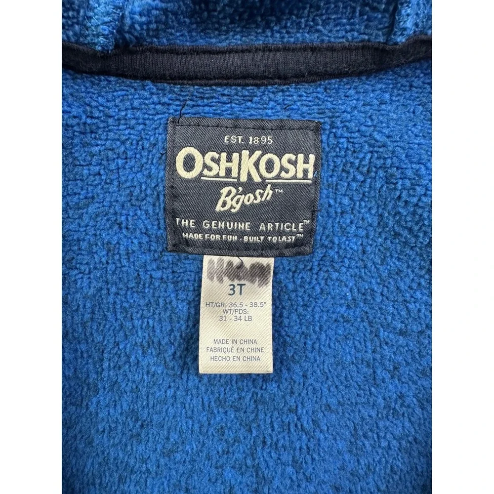 OshKosh Bgosh Boys Blue Marled Knit Full Zip Hoodie Sweater Jacket 3T
